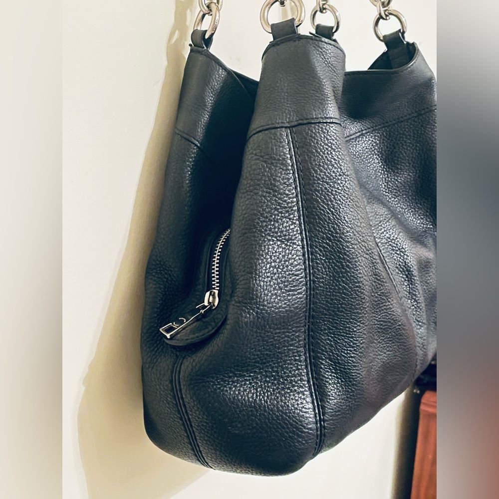 Coach Large Lexy Shoulderbag, Black Pebble Leather with Silver Hardware - Picture 6 of 11